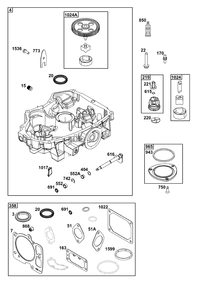 Crankcase Cover/Sump Group Diagram and Parts List for 49E877-0021-G1 400000 - 699999 Briggs and Stratton Engine